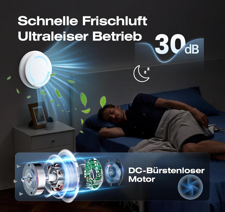 Badlüfter 150mm mit Fernbedienung, 2 Richtungen, 6 Geschwindigkeiten Lüfter Bad mit Statusanzeige, S
