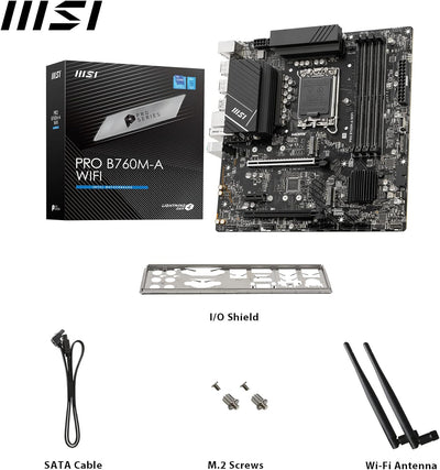 MSI PRO B760M-A WiFi Motherboard, Micro-ATX - Für Intel Core Prozessoren der 12. und 13. Generation,