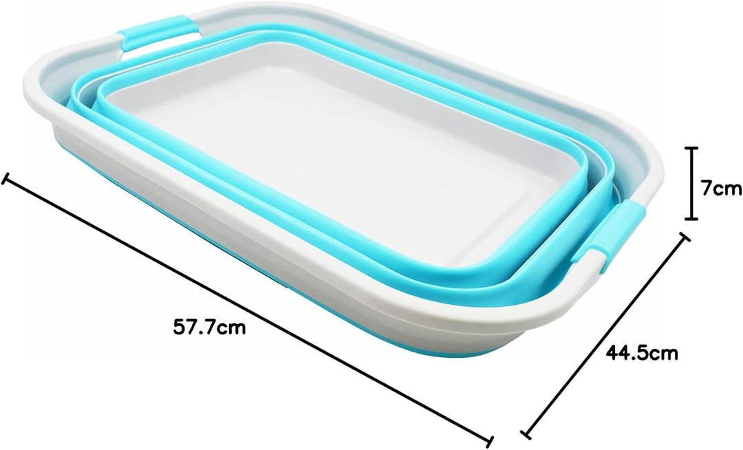 Sammart 42L Wäschekorb aus Kunststoff, faltbar, faltbar, tragbar, platzsparend (Grau/Cyanin, 1) Grau