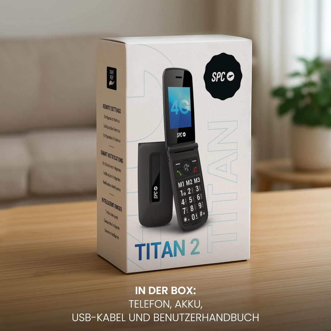 SPC Titan 2 – Klapphandy für Senioren, 4G, grosse Tasten, lauter Klingelton (105 dB), 2,4”-Display |