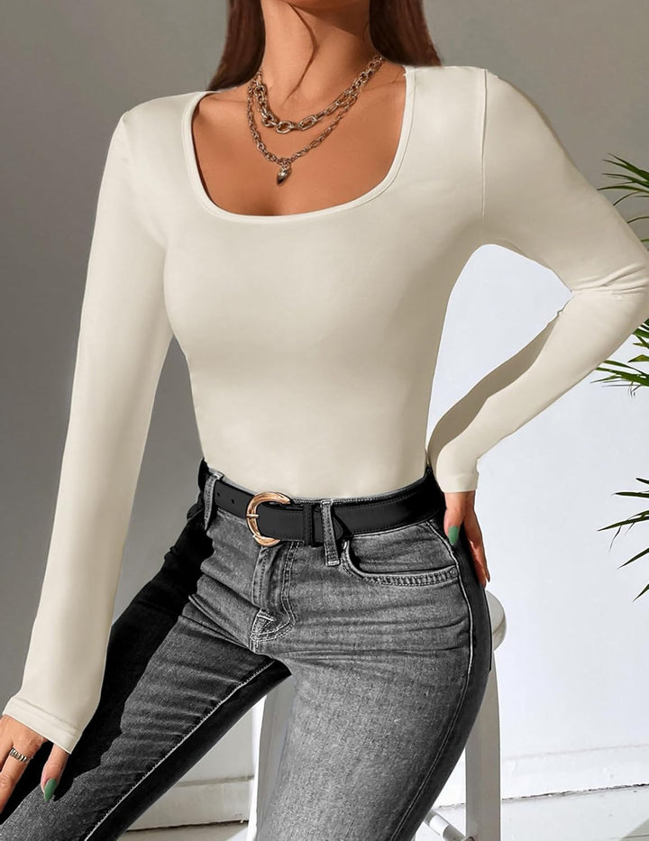 Ekouaer Langarmshirt Damen 1er/3er Pack Dünn Unterhemd Layer Tee Sexy Thermo Shirt Slim Fit Basic To