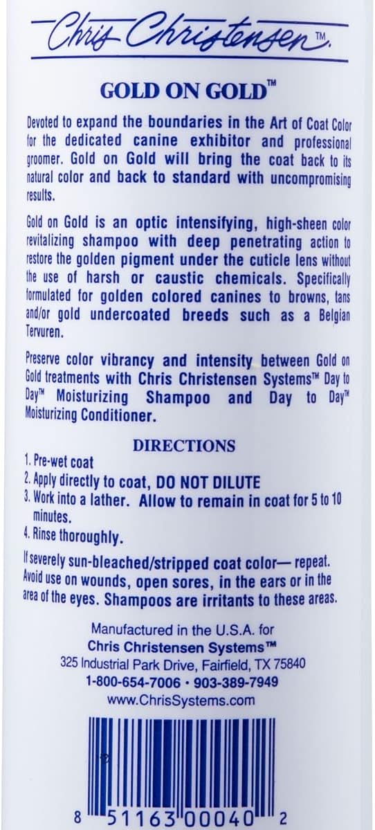 Chris Christensen Gold on Gold Shampoo - Hundeshampoo für strahlendes Fell und glänzende Ergebnisse,