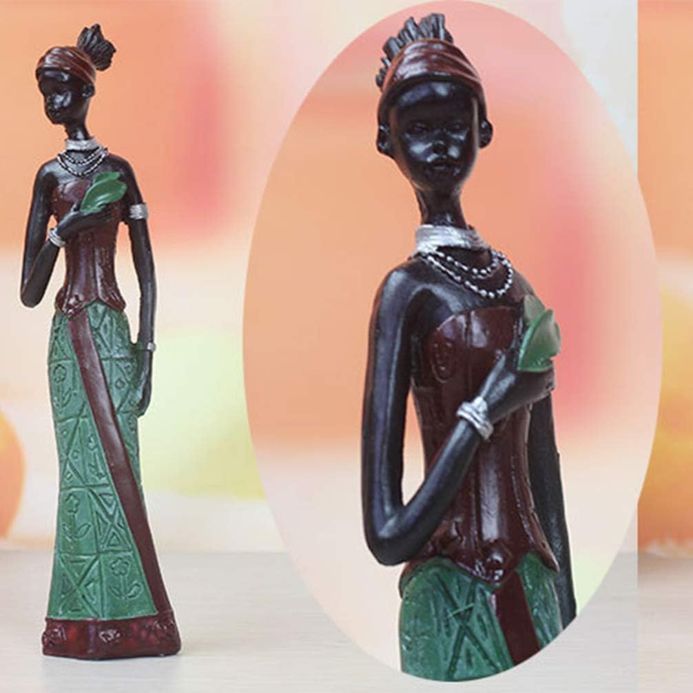 Supvox 3PCS African Women Resin Crafts Modern Statue Sculpture Elegant Figurines Creative Table Orna