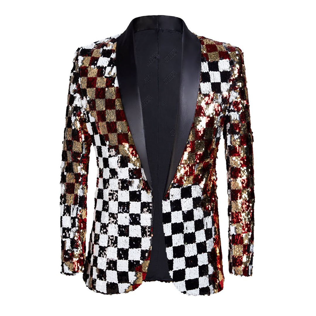 PYJTRL Herren-Blazer mit 2 Farben und glänzenden Pailletten XS Farbe, XS Farbe