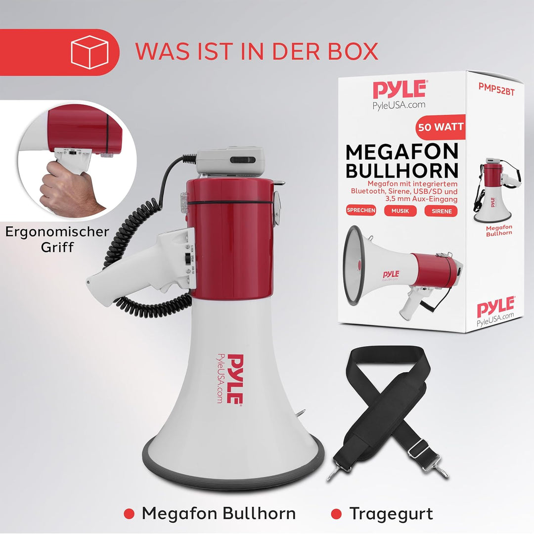 Pyle PMP52BT Pyle Pro bluetooth megaphone with AUX (3.5mm) Input Built-in USB Flash & SD Memory Card