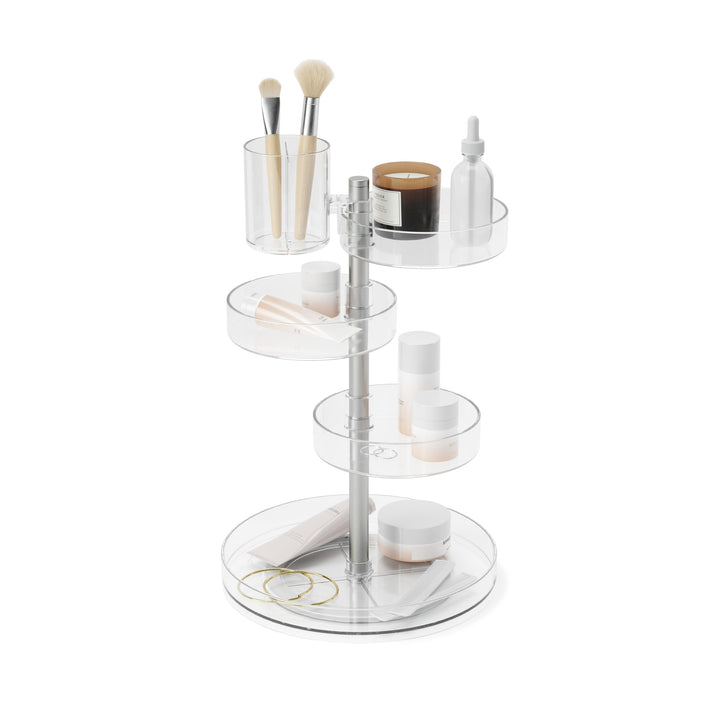 Umbra Pirouette Kosmetik Organizer mit drehbaren Fächern, Polystyrene, Transparent/Nickel, Einheitsg