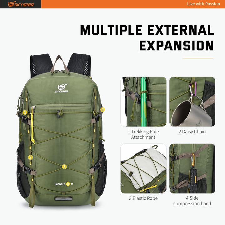 SKYSPER ISHELL 30 Faltbarer Rucksack 30L Ultra-leicht Tagesrucksack Verstaubar Daypack Wasserfest Wa
