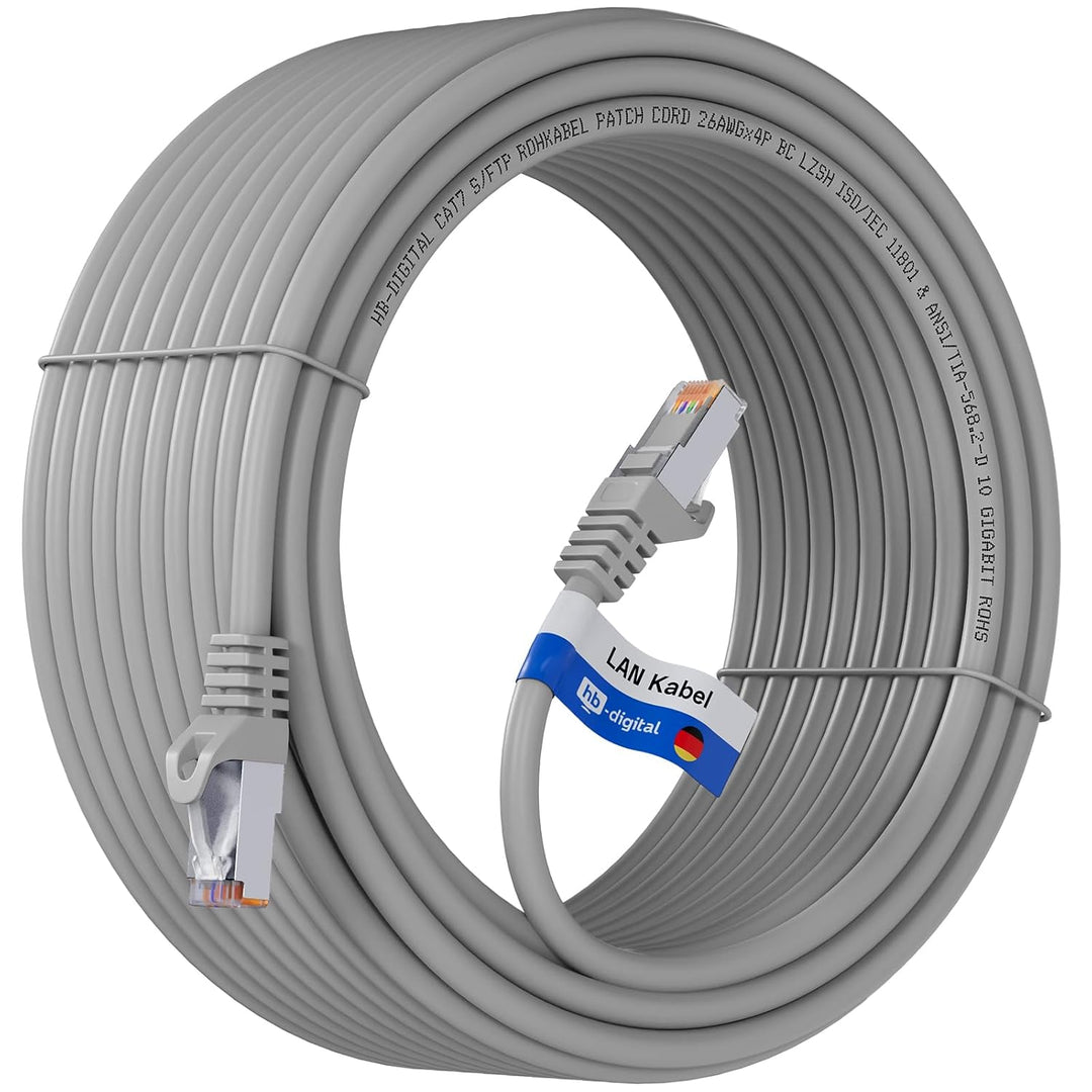 HB-DIGITAL 10x 0,25m LAN Kabel RJ45 Patchkabel mit CAT 7 Rohkabel S/FTP - GHMT zertifiziert - 10 Gig