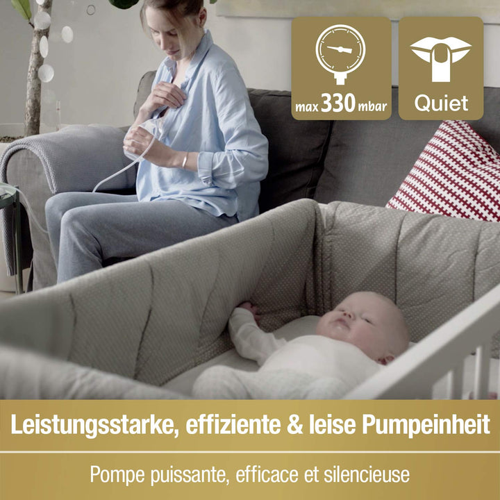 NUK Nature Sense elektrische Milchpumpe mit Akku, LCD-Display und Memory Funktion, inkl. Muttermilch
