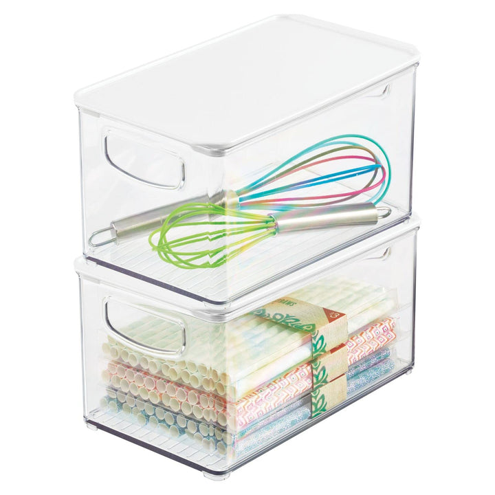 mDesign 2er-Set Kühlschrankbox – Kühlschrank Vorratsdose abnehmbarem Deckel und Griffen – lebensmitt