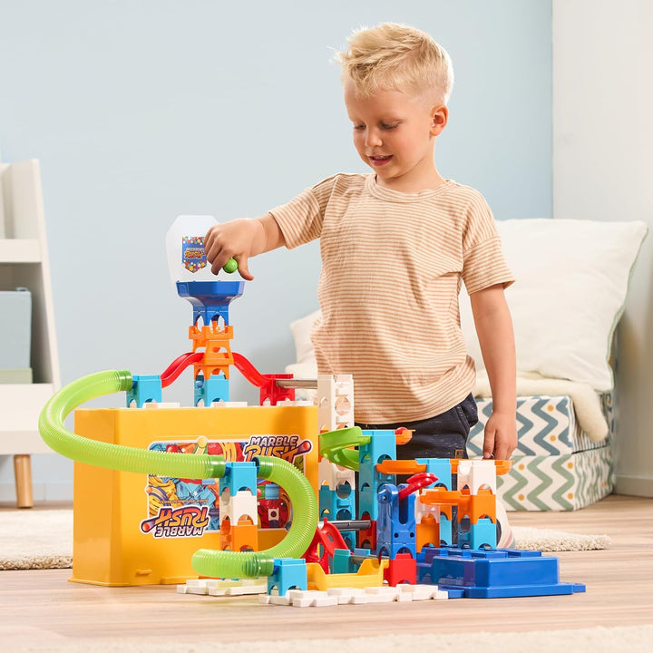 VTech Marble Rush - Build & Store Box Set M400 – Interaktive Murmelbahn mit spannenden Bahnelementen