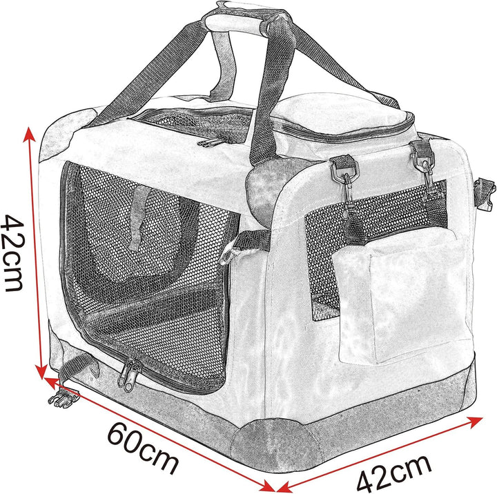 EUGAD Hundebox, Hundetransportbox faltbar Hundetasche, Transportbox für Hunde 60x42x42cm, Hundebox A