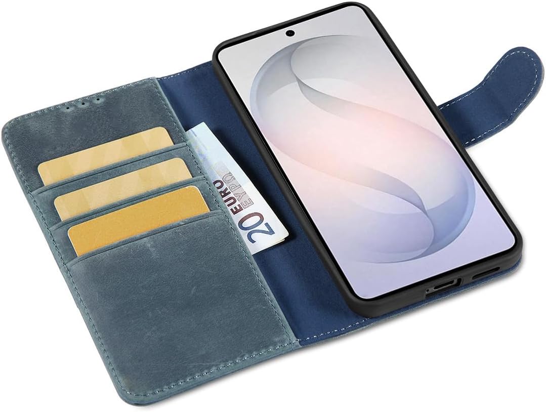 LENSUN Lederhülle für Samsung Galaxy S26 5G, Echtleder Handyhülle [Brieftasche][Bookstyle Schutzhüll