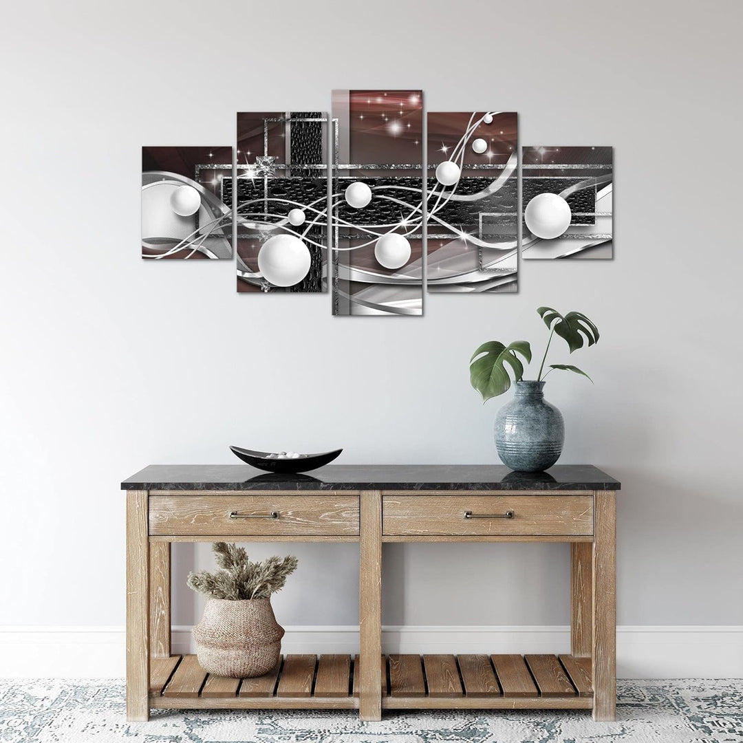 Runa Art Wandbilder Abstrakt Kugel 5 Teilig Bild auf Vlies Leinwand Deko Wohnzimmer Schlafzimmer Ill