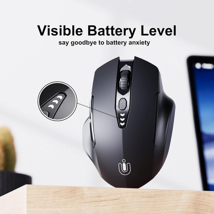 Uineer Bluetooth Maus, aktualisiert Maus kabellos Tri-Modus (BT 5.0/4.0+2,4 GHz), sichtbare Batterie