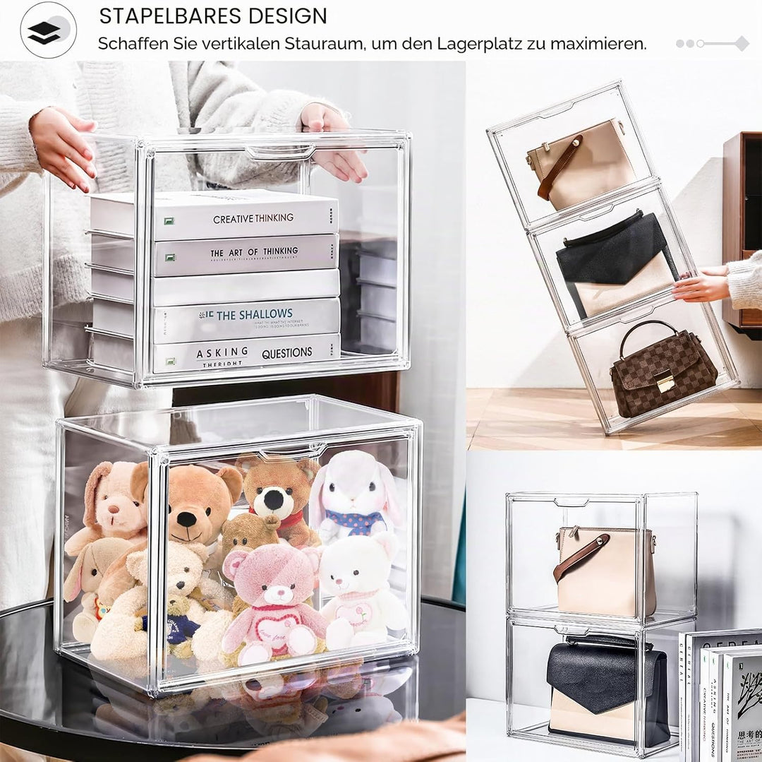 LINYAPRY 4 Packungen transparente Kunststoff-Handtaschen-Aufbewahrungs-Organizer für Schrank, Acryl-