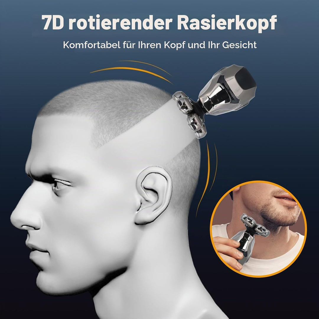 OSDUE Glatzen Rasierer Herren, Wasserdicht Flexibler Glatzenrasierer, Wiederaufladbar Typ-c Rasierer