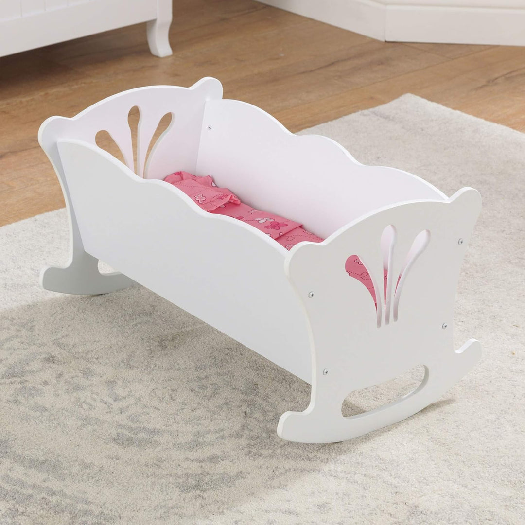 KidKraft Lil'Doll Puppenwiege aus Holz, Puppenbett für Baby Puppe, Puppen Zubehör, Spielzeug für Jun