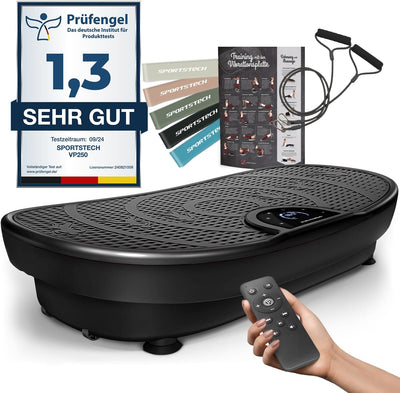 Sportstech Vibrationsplatte VP250 im edlen Curved Slim Design | Fettverbrennung & Muskelaufbau | lei