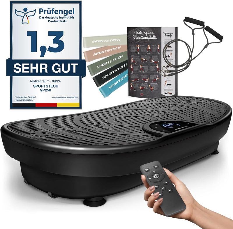 Sportstech Vibrationsplatte VP250 im edlen Curved Slim Design | Fettverbrennung & Muskelaufbau | lei