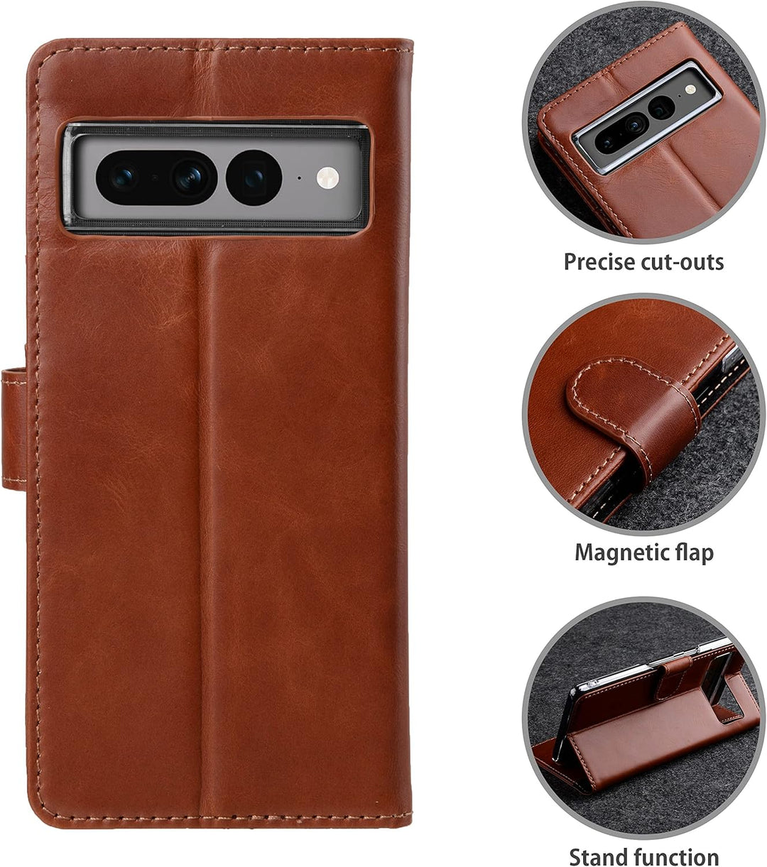 STILGUT Talis kompatibel mit Google Pixel 7 Pro Hülle mit Kartenfach aus Leder, Wallet Case, Lederhü