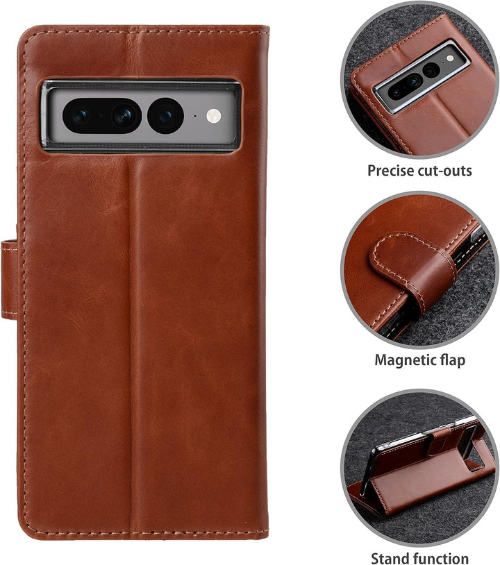 STILGUT Talis kompatibel mit Google Pixel 7 Pro Hülle mit Kartenfach aus Leder, Wallet Case, Lederhü