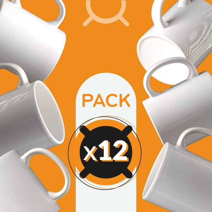 PixColor Cricut – 12 weisse Sublimationstassen aus Keramik mit orangefarbener Innenseite | Einzelver