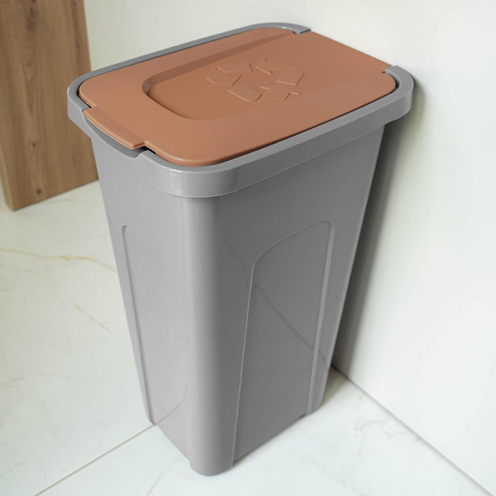 KADAX Mülleimer für Abfalltrennung 30L, Robuster Abfallbehälter mit Luftdichtem Klappdeckel, Müllbeh
