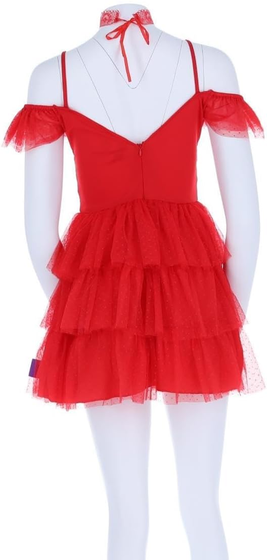Smiffys Beetlejuice Lydia Bride Erwachsenenkostüm Kleid und Schleier in Rot mit durchsichtigen Ärmel