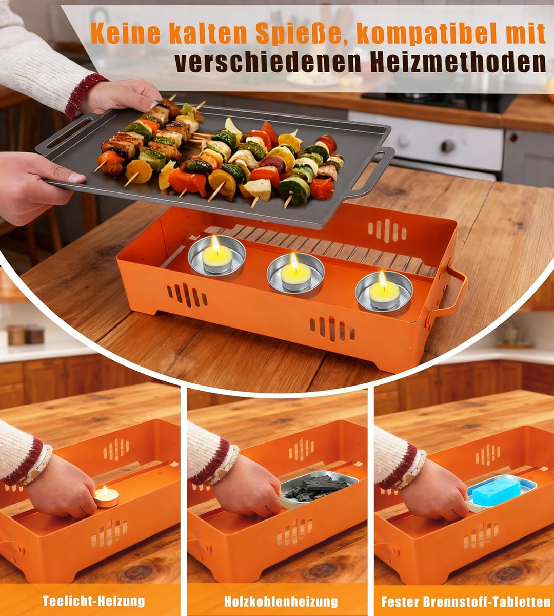 BBQ Warmhalteplatte - Warmhaltebehälter für Essen & Grillgut – Aluminium Grill-Heizplatte Antihaft,
