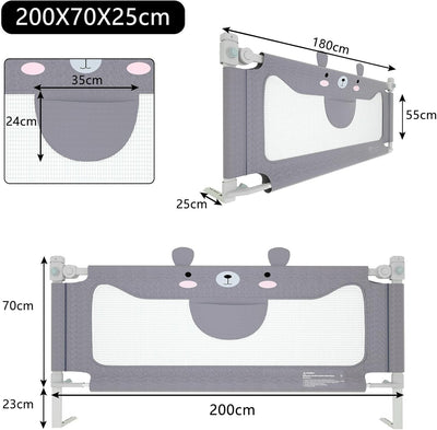 YRHome 180cm Rausfallschutz Bett Baby Bettgitter Schutzgeländer, Höhenverstellbar Babybettgitter Kin