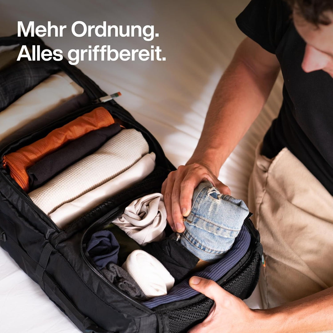 TRAVEL DUDE Hanging Packing Cube mit Kompression aus recycelten Plastikflaschen | Hängende Packwürfe