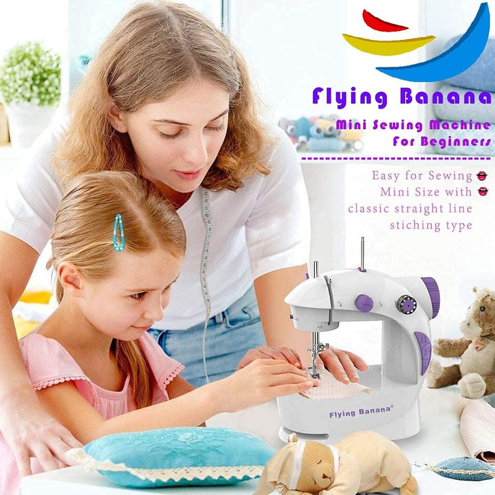 Mini Sewing Machine with Extension Table, Adjustable 2-Speed 2-Thread Sewing Machine, Portable Elect