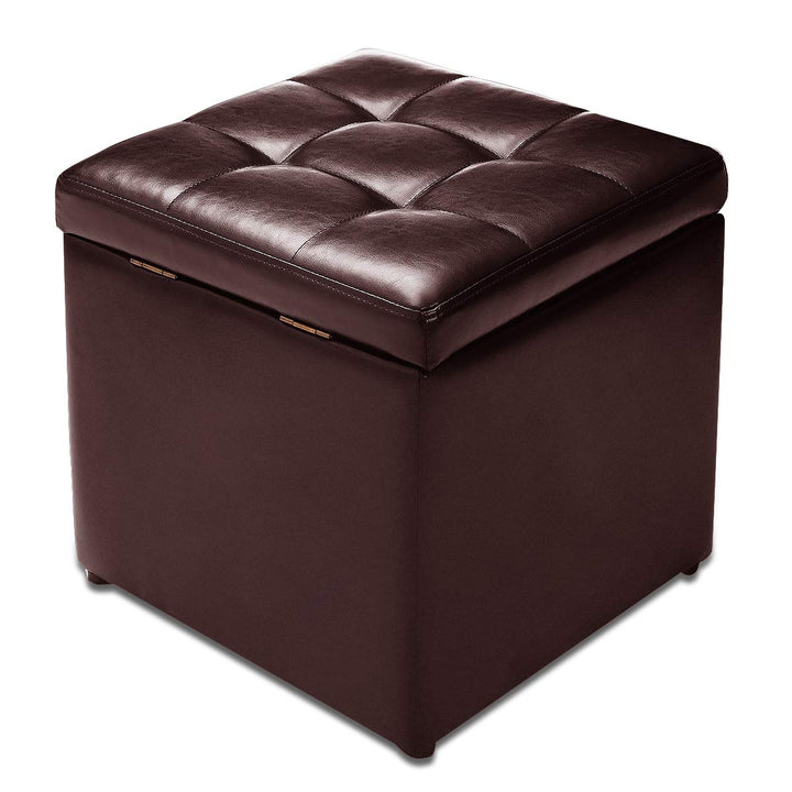GIANTEX Sitzhocker mit Stauraum, Sitzwürfel Sitzbox auS PU, Sitztruhe Sitzcube Aufbewahrungsbox Fuss