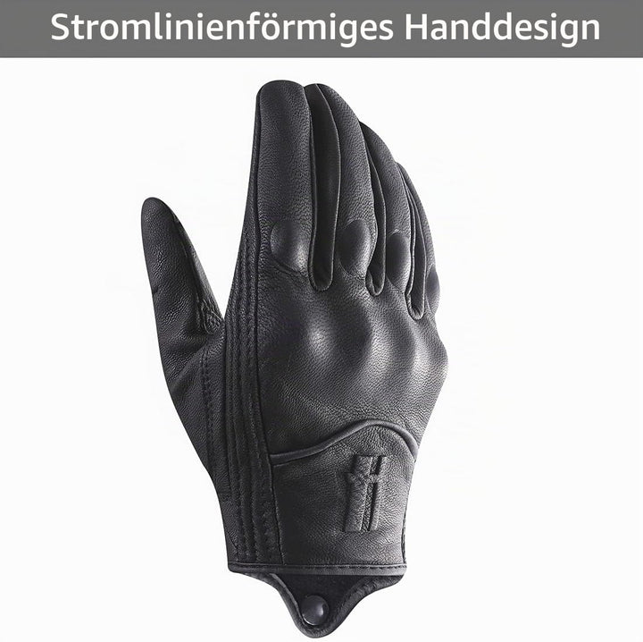 Harssidanzar Herren Vollfinger Ziegenleder Leder Touchscreen Motorradhandschuhe GM028E XS Schwarz(ak