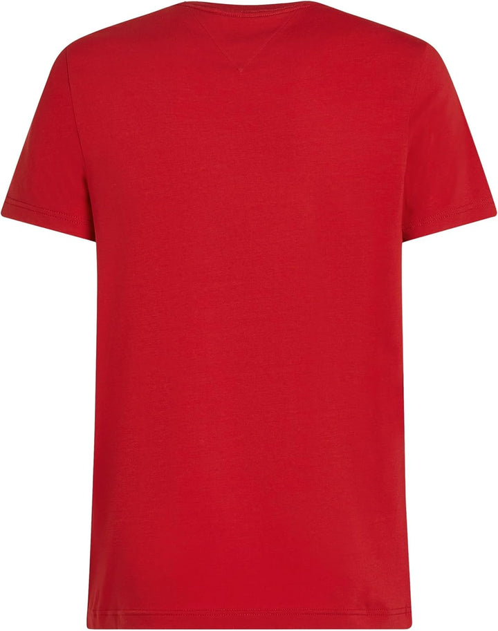 Tommy Hilfiger Herren T-Shirt Kurzarm Stretch Slim Fit Tee Rundhalsausschnitt 3XL Grosse Grössen Red