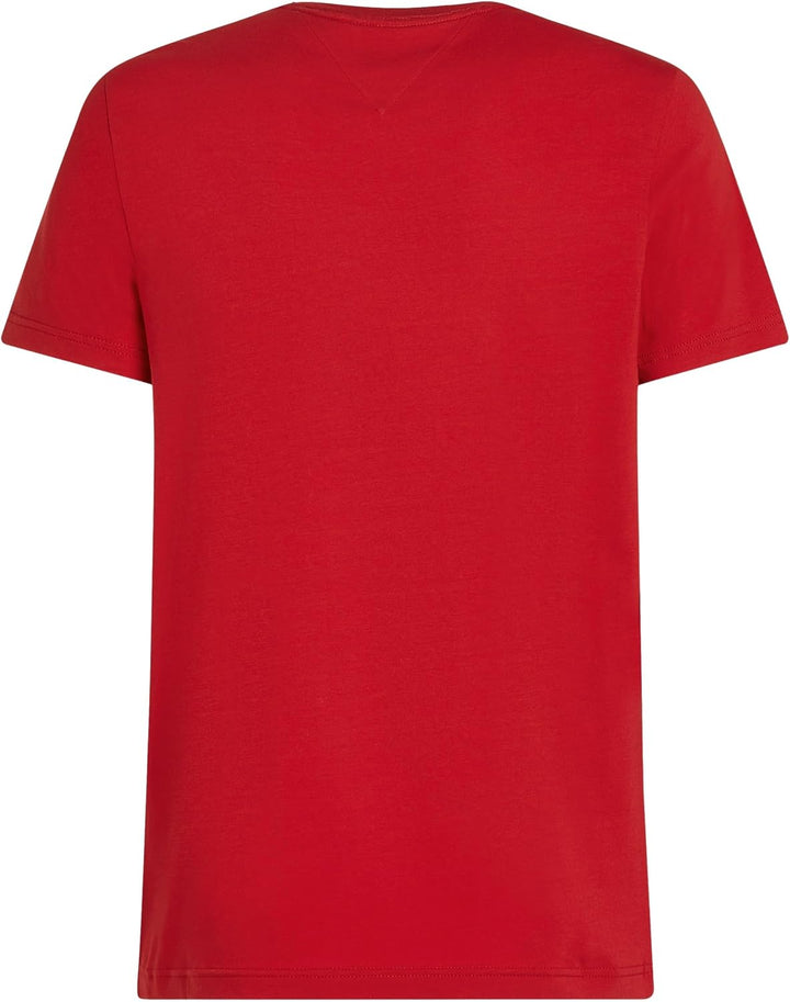 Tommy Hilfiger Herren T-Shirt Kurzarm Stretch Slim Fit Tee Rundhalsausschnitt 3XL Grosse Grössen Red