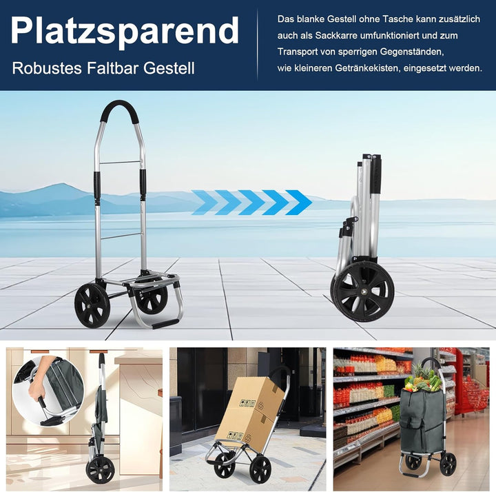 Einkaufstrolley, HOMELUX klappbar, Stabiler Einkaufswagen, grosse Kapazität 41 L, multifunktional, H