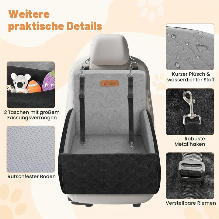 Erhöhter Hundesitz fürs Auto, Hunde Autositz für kleine &amp; mittlere Hunde bis 16 kg, Abnehmbar &amp; Wasc