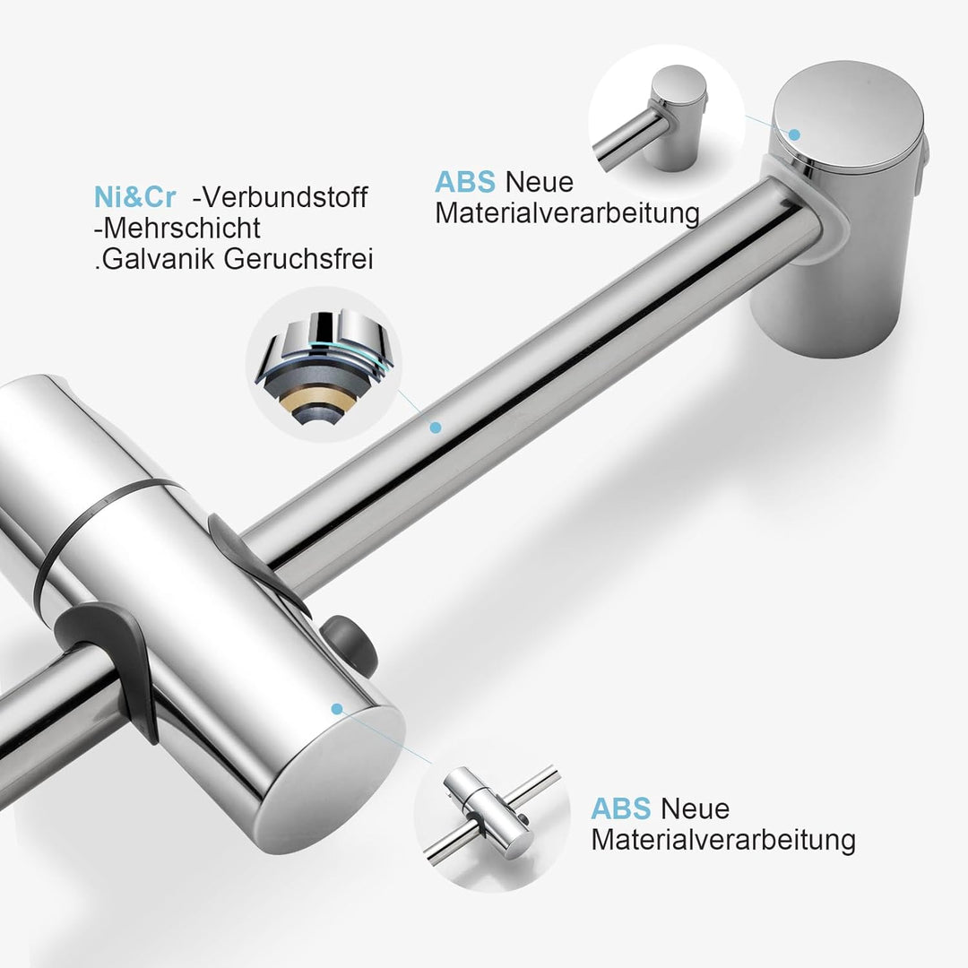 OFFO Edelstahl Duschstange 103cm, Wandmontierte Brausestange Verstellbar Abstand 60 bis 100cm mit Du