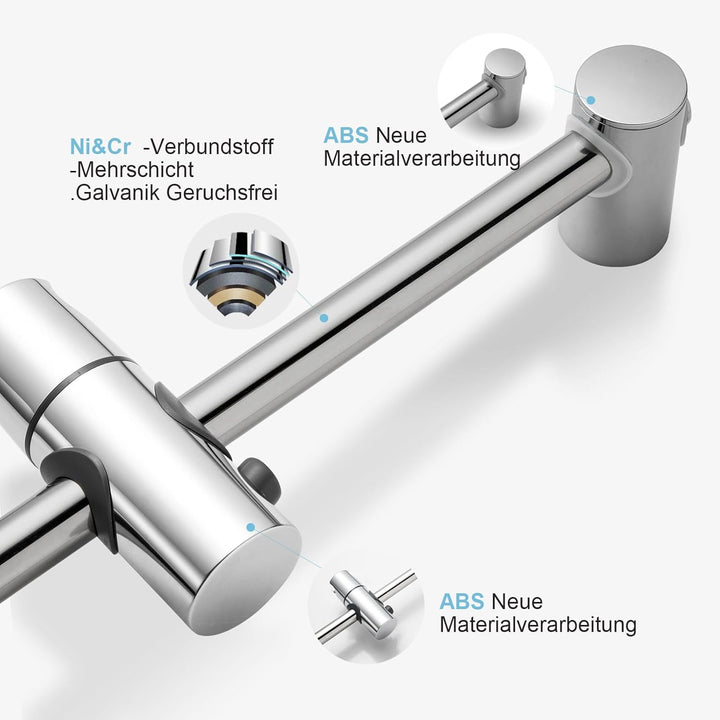 OFFO Edelstahl Duschstange 68cm, Wandmontierte Brausestange Verstellbar Abstand 38 bis 66cm mit Dusc