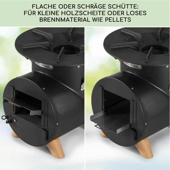Blumfeldt Feuerstelle mit Grillrost, Feuerschale für Terrasse & Camping, Feuerschale-Set mit Grill,