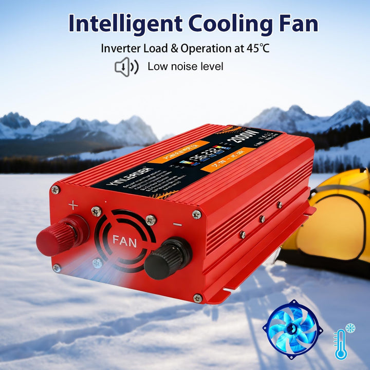 Yinleader Wechselrichter 12V 230V 1000W /2000W Spannungswandler LCD mit 1 Steckdose 2 USB Anschlüsse