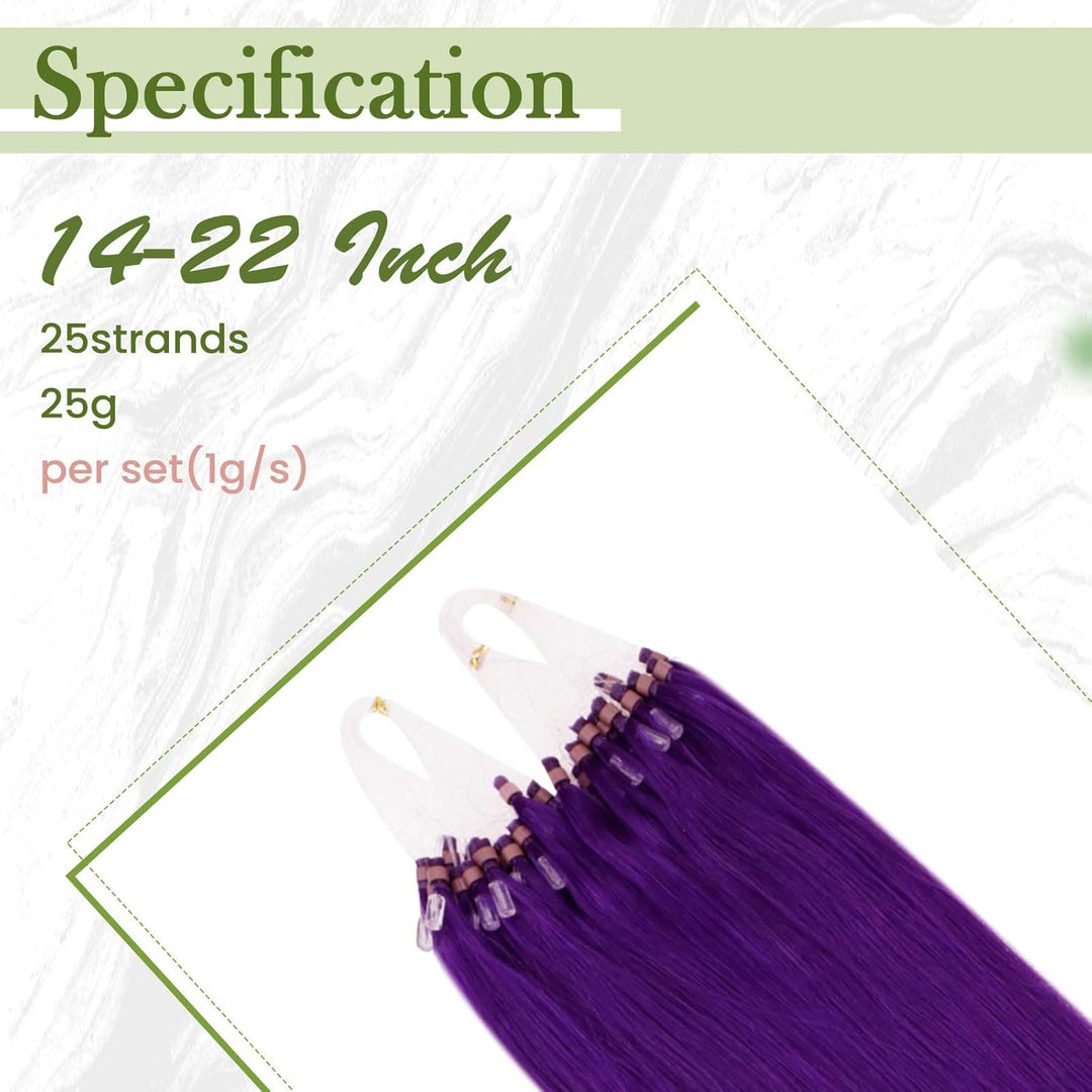 RUNATURE Lila Microringe Haarverlängerung mit Microbead 16zoll/40cm Remy Extensions Microring Microl