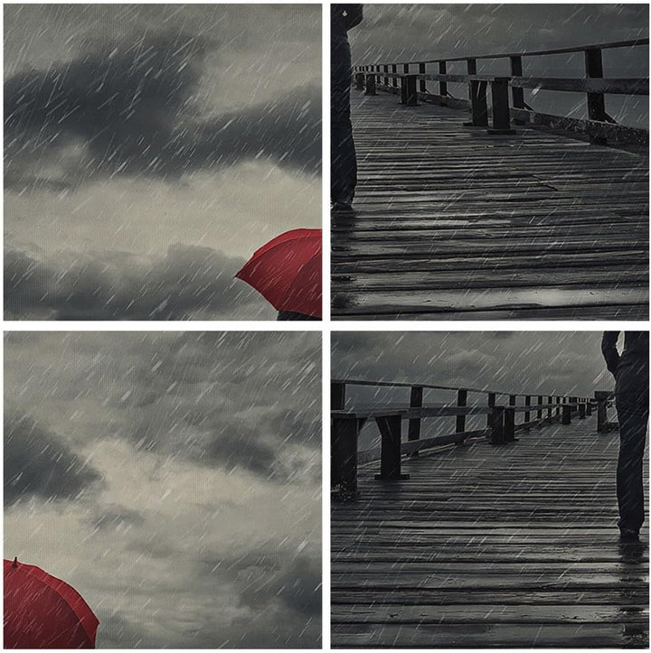 Bilder auf Leinwand Meer Brücke Sturm Leinwandbild mit Rahmen 70x50cm Wandbilder Dekoration Wohnzimm