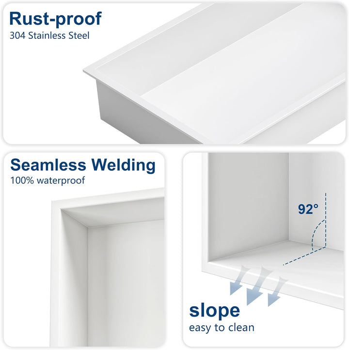 Neodrain Wandnische Dusche Edelstahl Eingebettete Duschnische Einzelregal Lagerung für Badezimmer 60