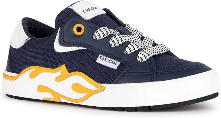 Geox Jungen J Alphabeet Boy Sneaker 33 EU Navy Yellow, 33 EU Navy Yellow