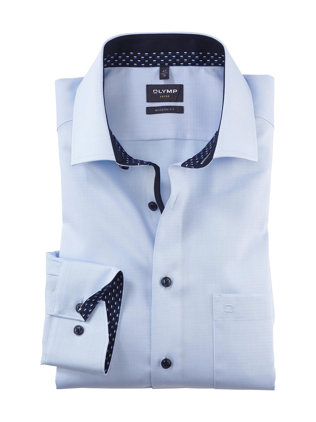 OLYMP Herren Businesshemd Langarm Luxor,Einfarbig,modern fit,Global Kent 37 Bleu 11, 37 Bleu 11