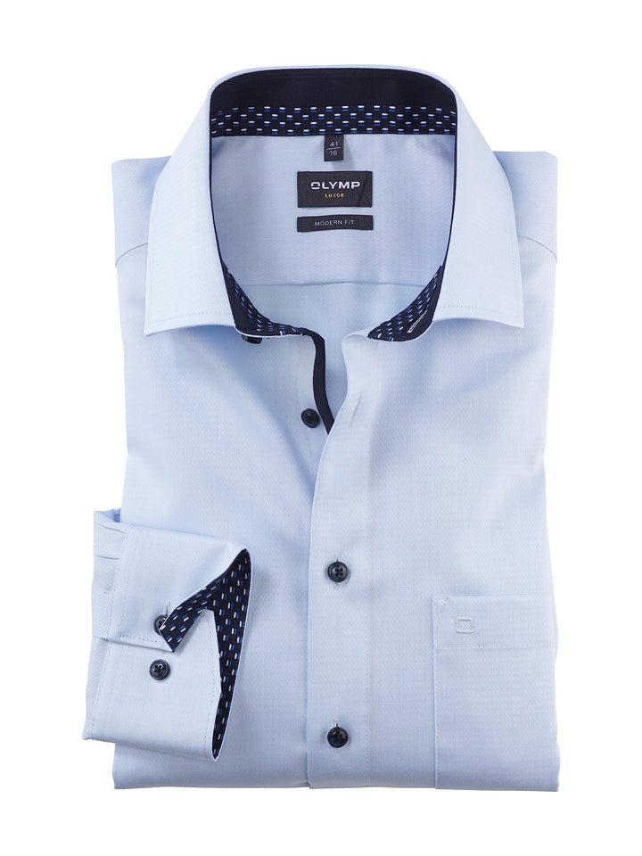 OLYMP Herren Businesshemd Langarm Luxor,Einfarbig,modern fit,Global Kent 40 Bleu 11, 40 Bleu 11