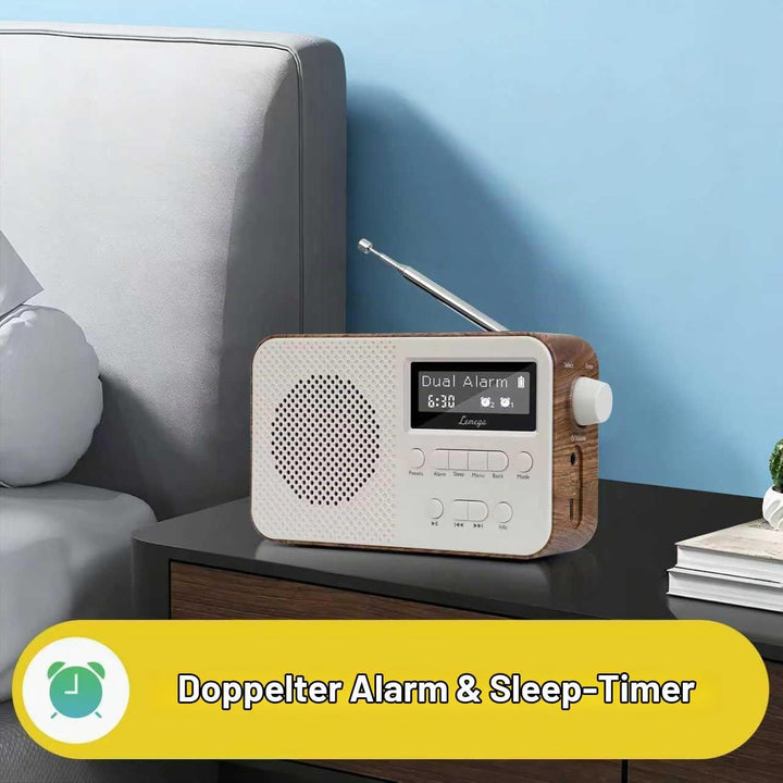 LEMEGA PR2-Max DAB/DAB+ Digitalradio,Bluetooth 5.3,AA-Batterie, Walnuss | 10std akku oder netzbetrie